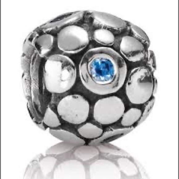 Pandora Authentic Sterling Silver Charm - Circle Design w/ Blue Stones - Picture 1 of 3